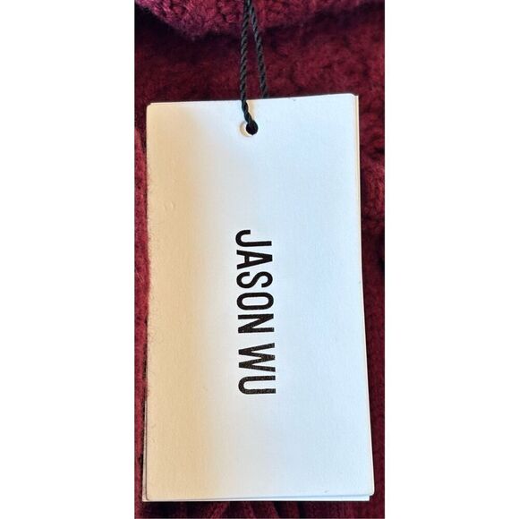 JASON WU Fringe Wool Turtleneck Sweater in Wine NWT Size Small - Picture 9 of 10
